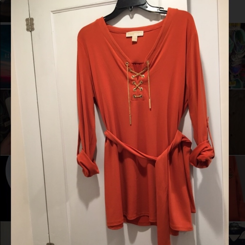 Orange MICHAEL Michael Kors belted tunic shirt